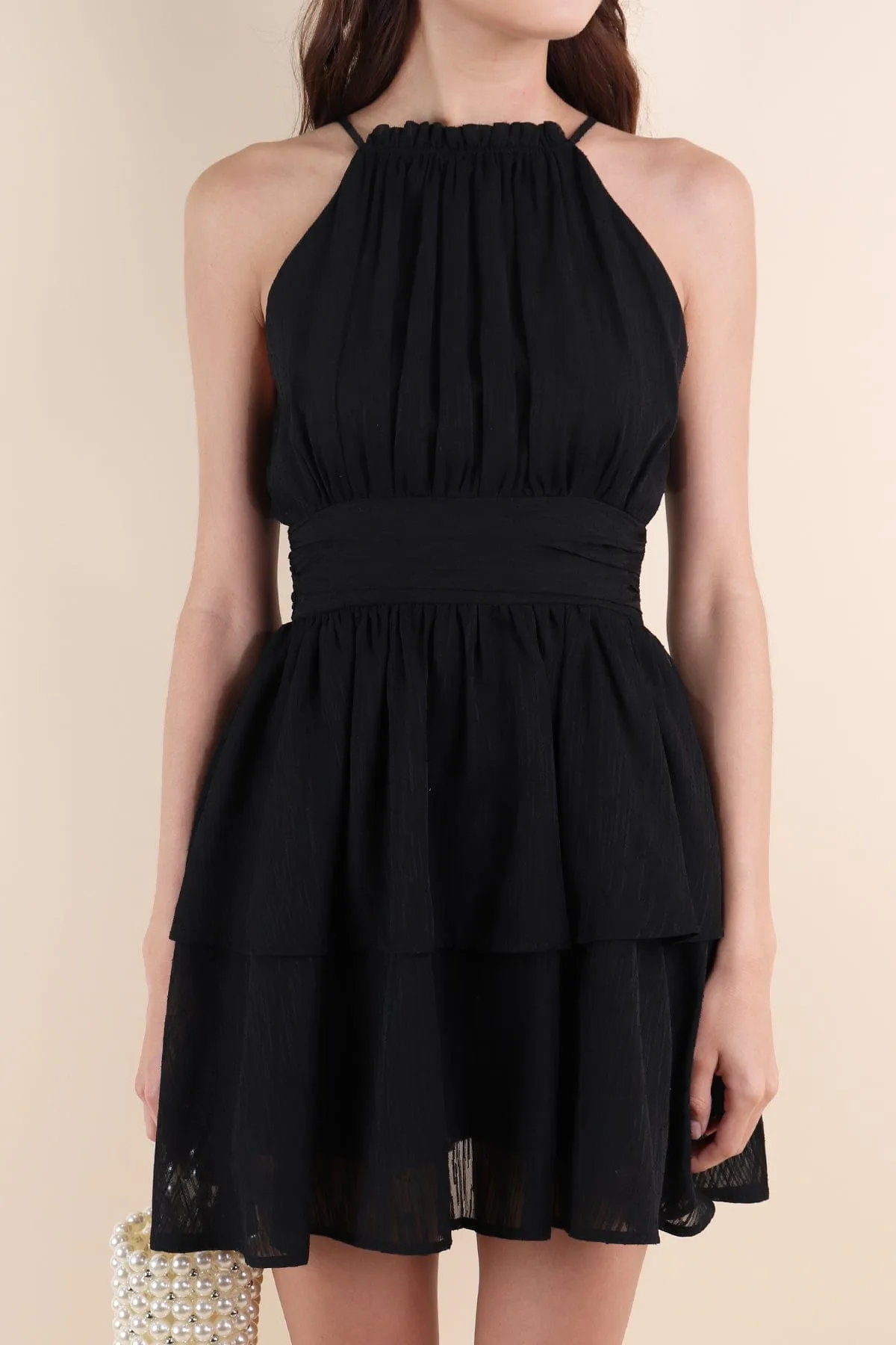 GRACELYN V2 CREPE DRESS IN BLACK