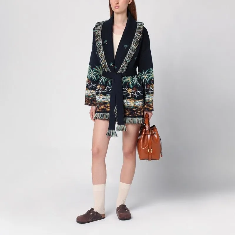 JACQUARD PATTERNED CARDIGAN MIDNIGHT BLUE