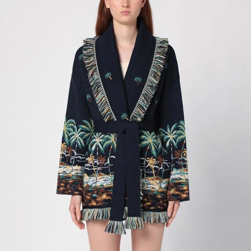 JACQUARD PATTERNED CARDIGAN MIDNIGHT BLUE