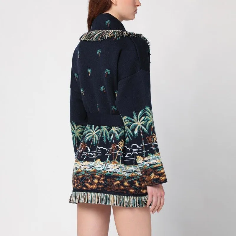 JACQUARD PATTERNED CARDIGAN MIDNIGHT BLUE