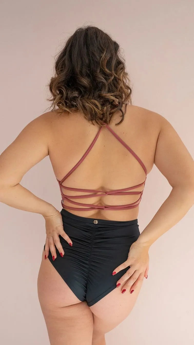 Jezelle Top - Criss Cross Scoop Neck Top Recycled Dusty Rose