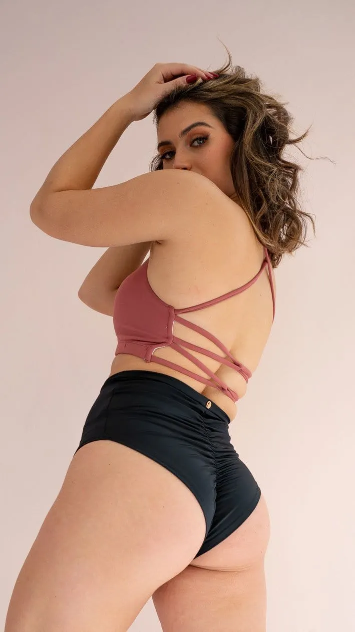 Jezelle Top - Criss Cross Scoop Neck Top Recycled Dusty Rose