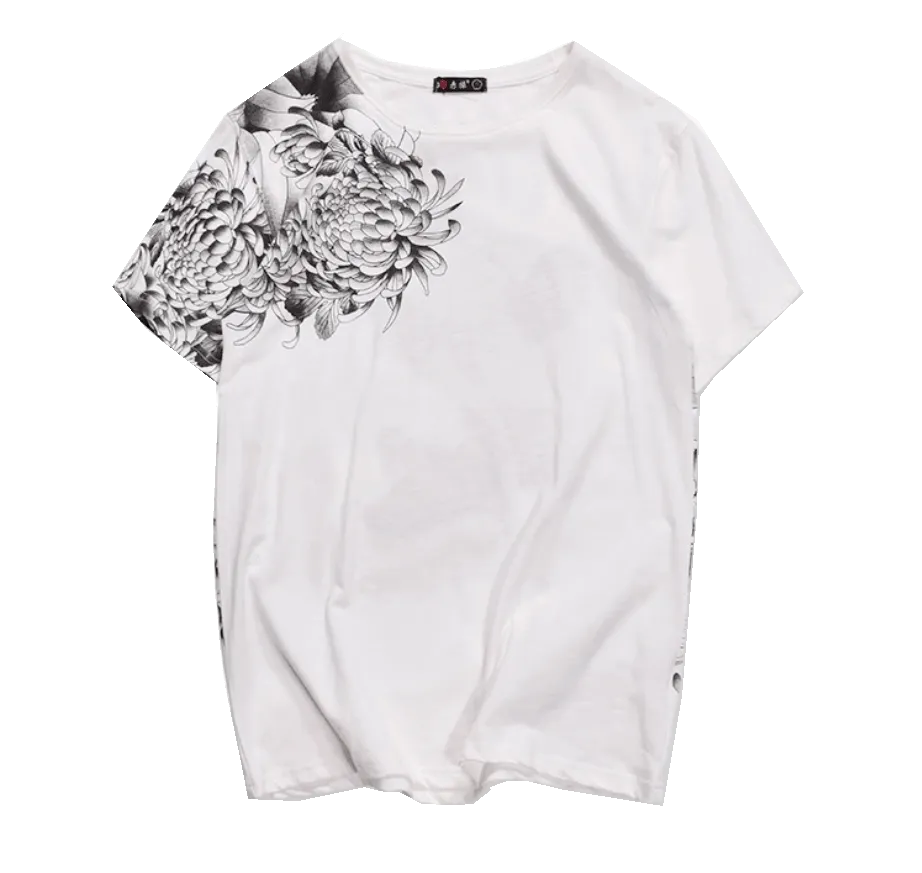 Koi Fish embroidery T-Shirt (White)