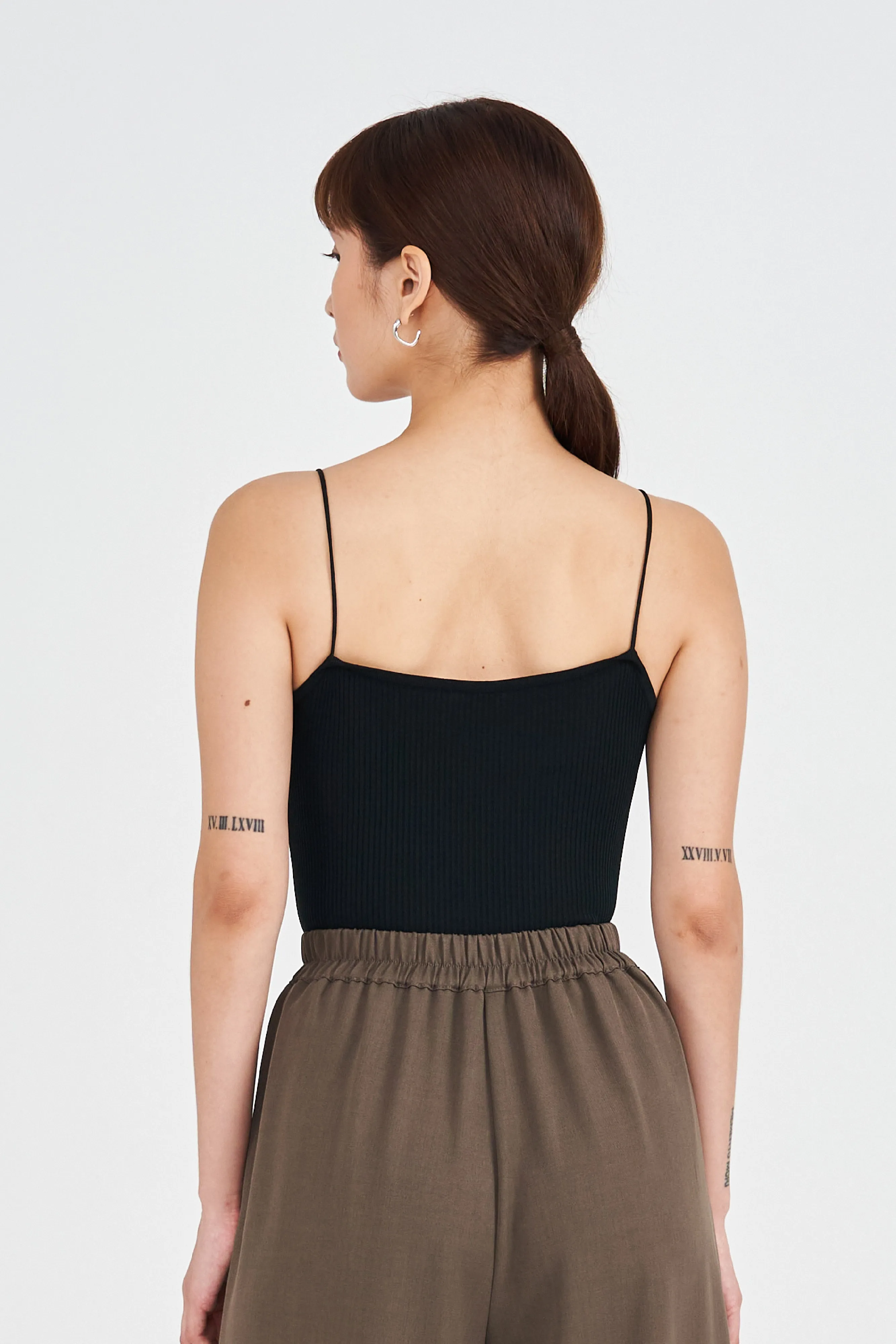 Lany Ribbed Camisole Top in Black