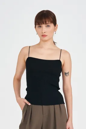 Lany Ribbed Camisole Top in Black