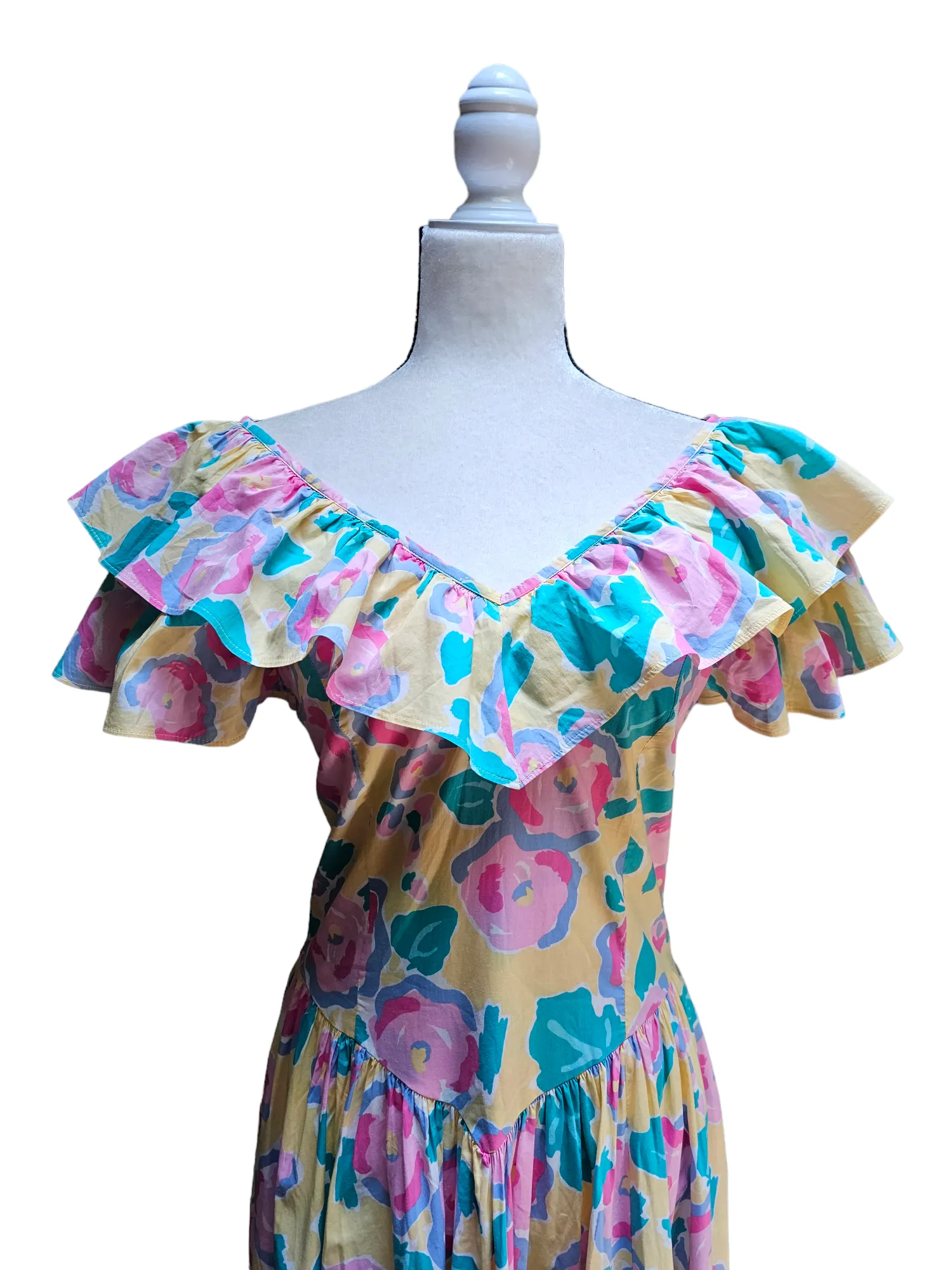 Laura Ashley Signature Print Vintage Early 1980's Batsheva Dress Small