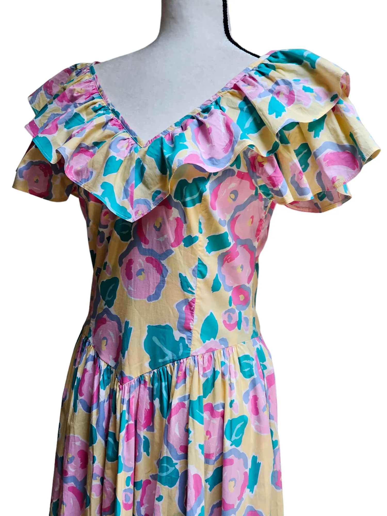 Laura Ashley Signature Print Vintage Early 1980's Batsheva Dress Small