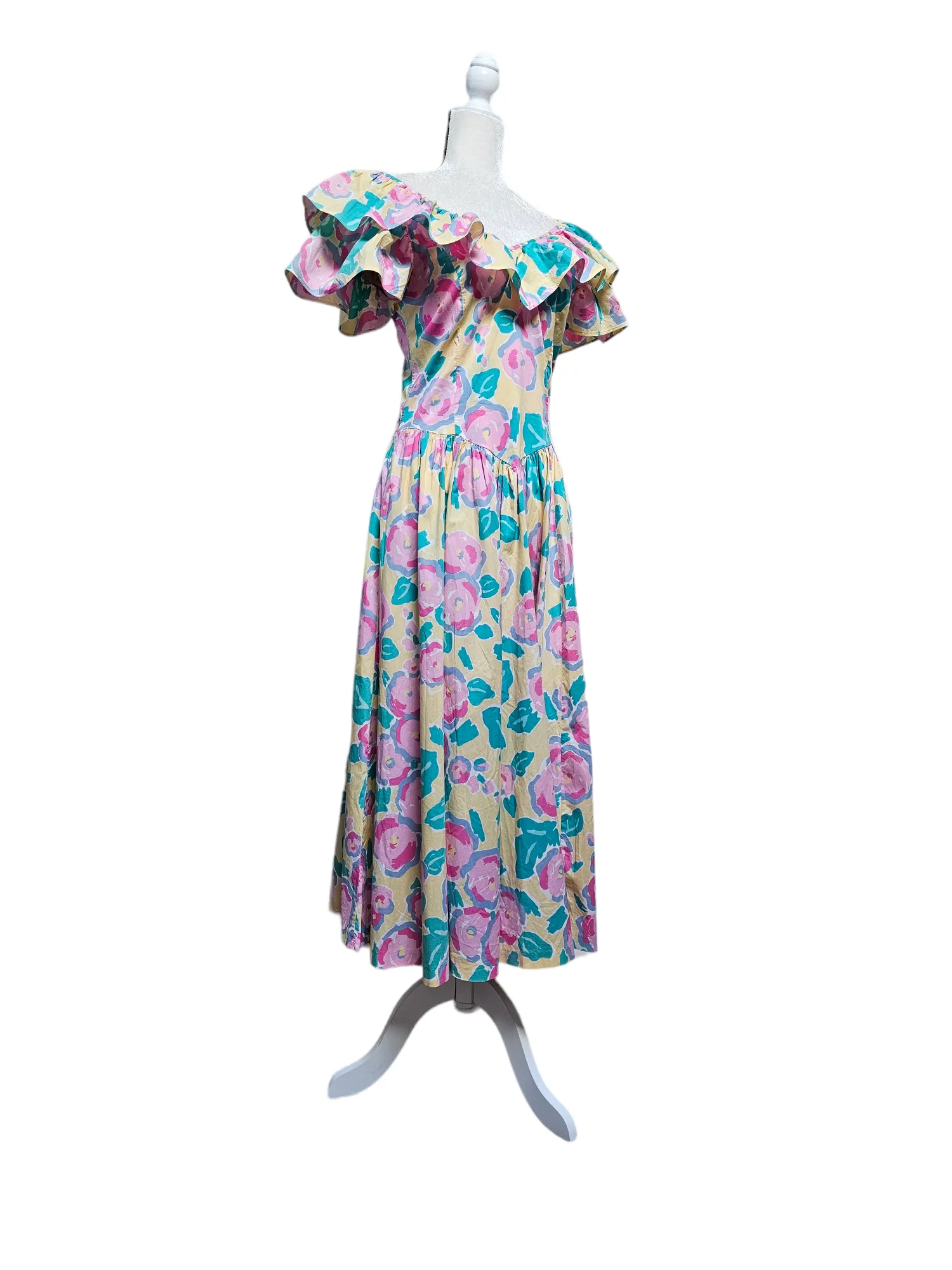 Laura Ashley Signature Print Vintage Early 1980's Batsheva Dress Small