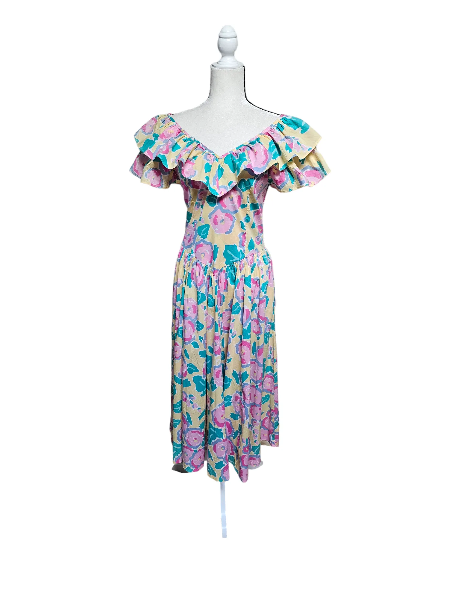 Laura Ashley Signature Print Vintage Early 1980's Batsheva Dress Small