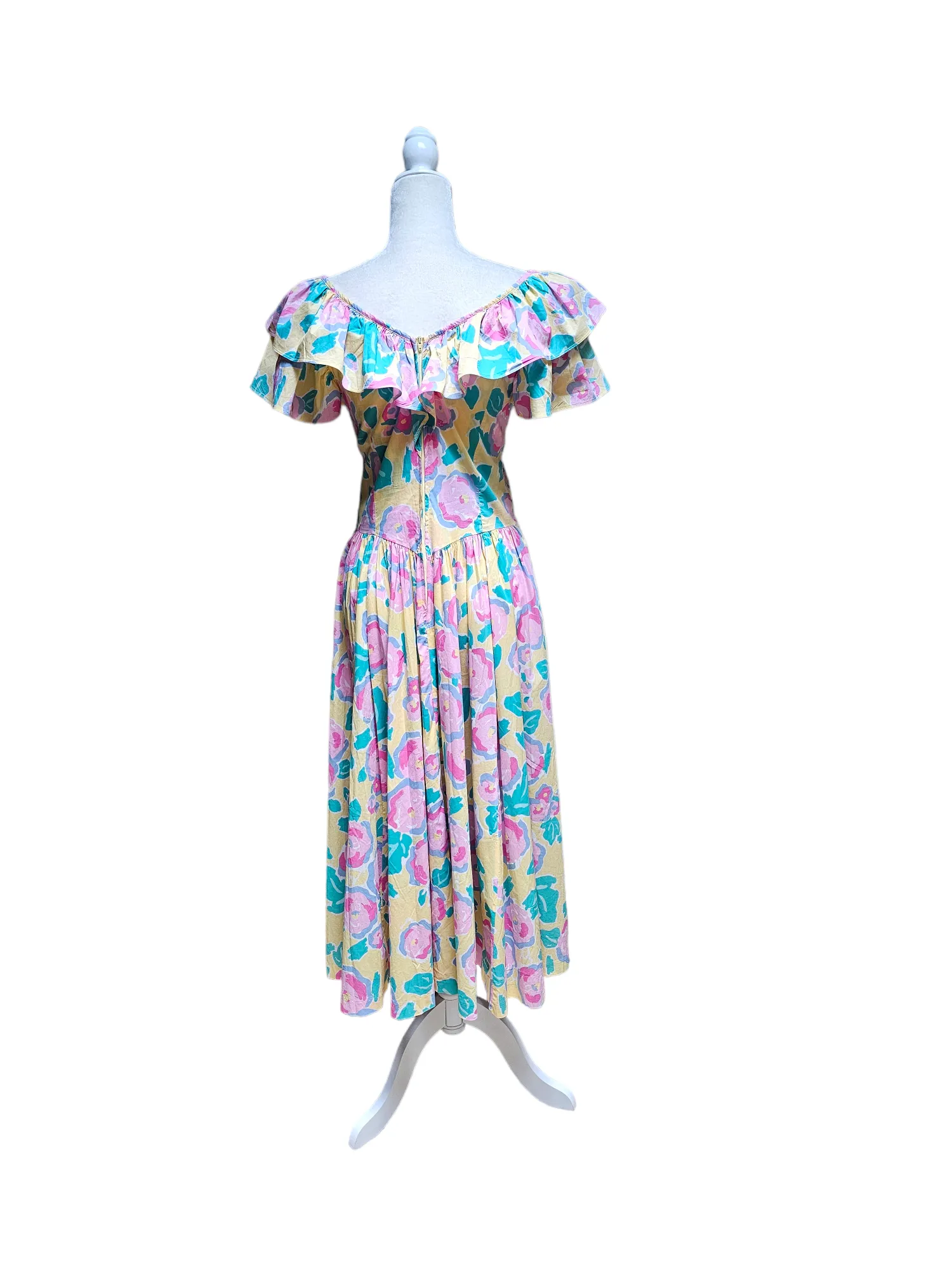 Laura Ashley Signature Print Vintage Early 1980's Batsheva Dress Small