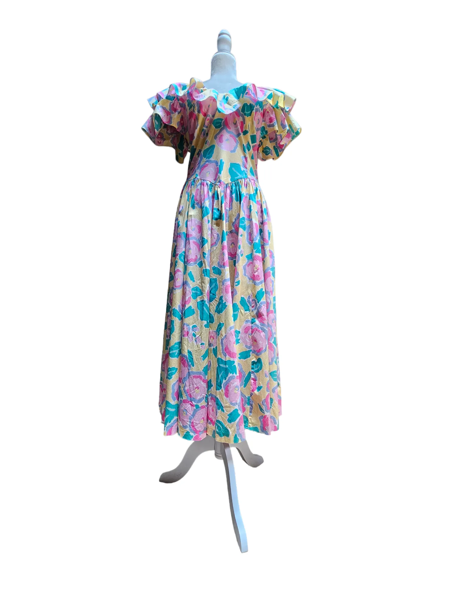 Laura Ashley Signature Print Vintage Early 1980's Batsheva Dress Small