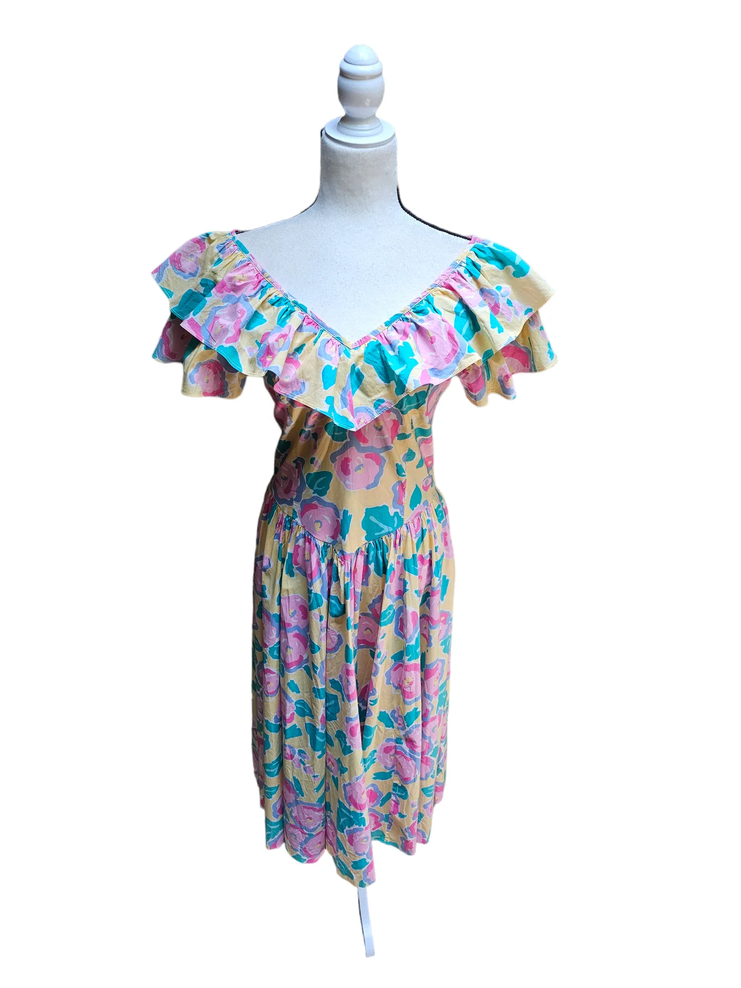 Laura Ashley Signature Print Vintage Early 1980's Batsheva Dress Small