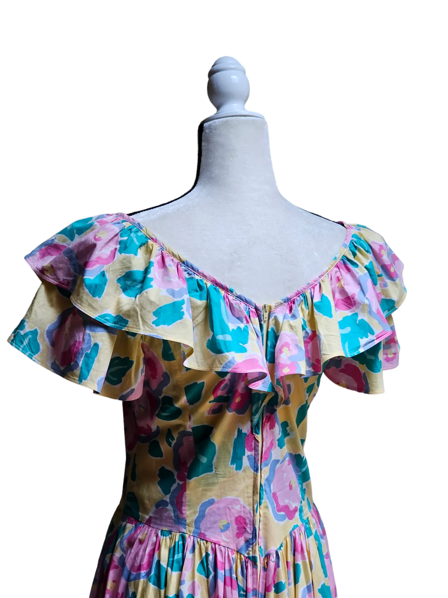 Laura Ashley Signature Print Vintage Early 1980's Batsheva Dress Small