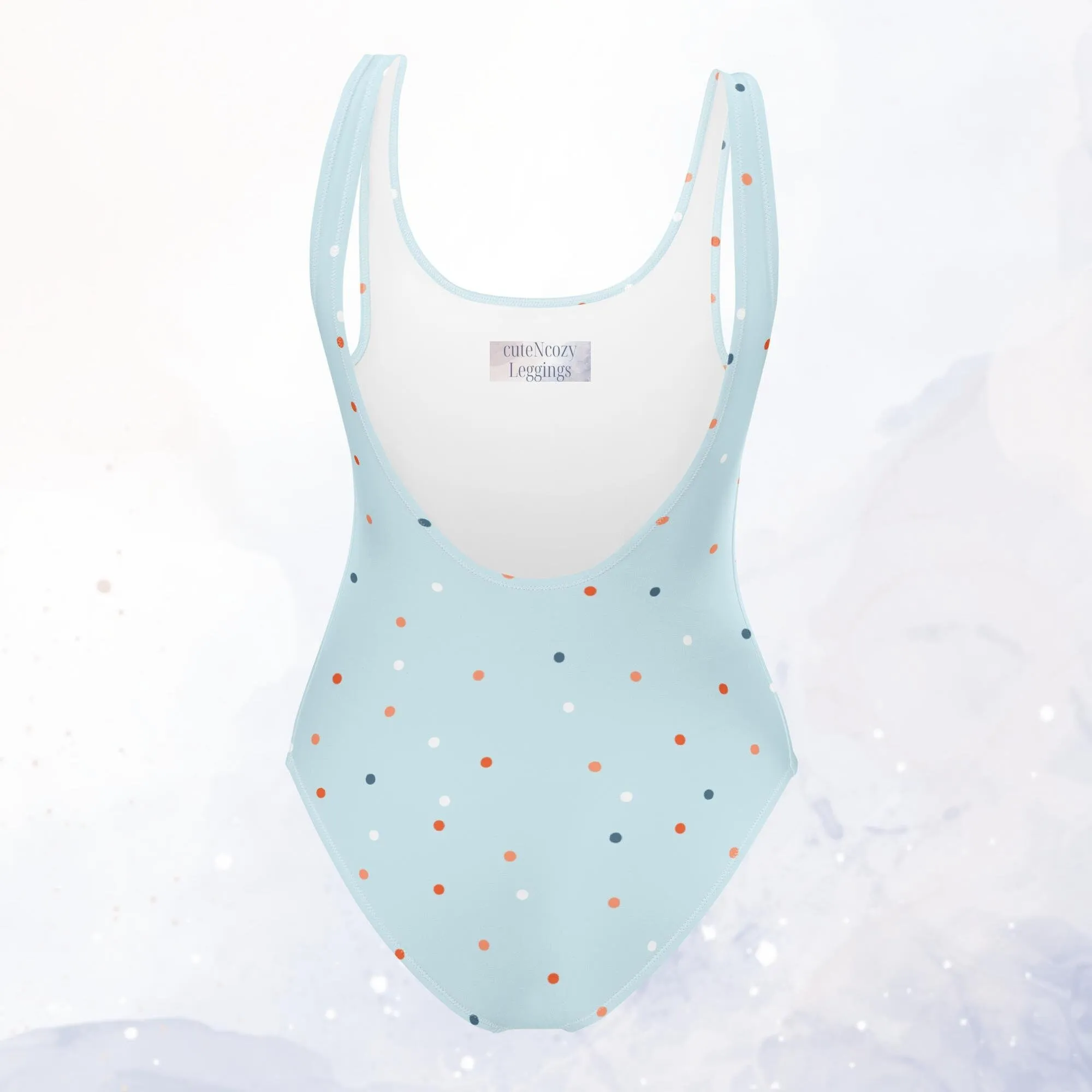 Light Blue Polka Dot One-Piece Swimsuit