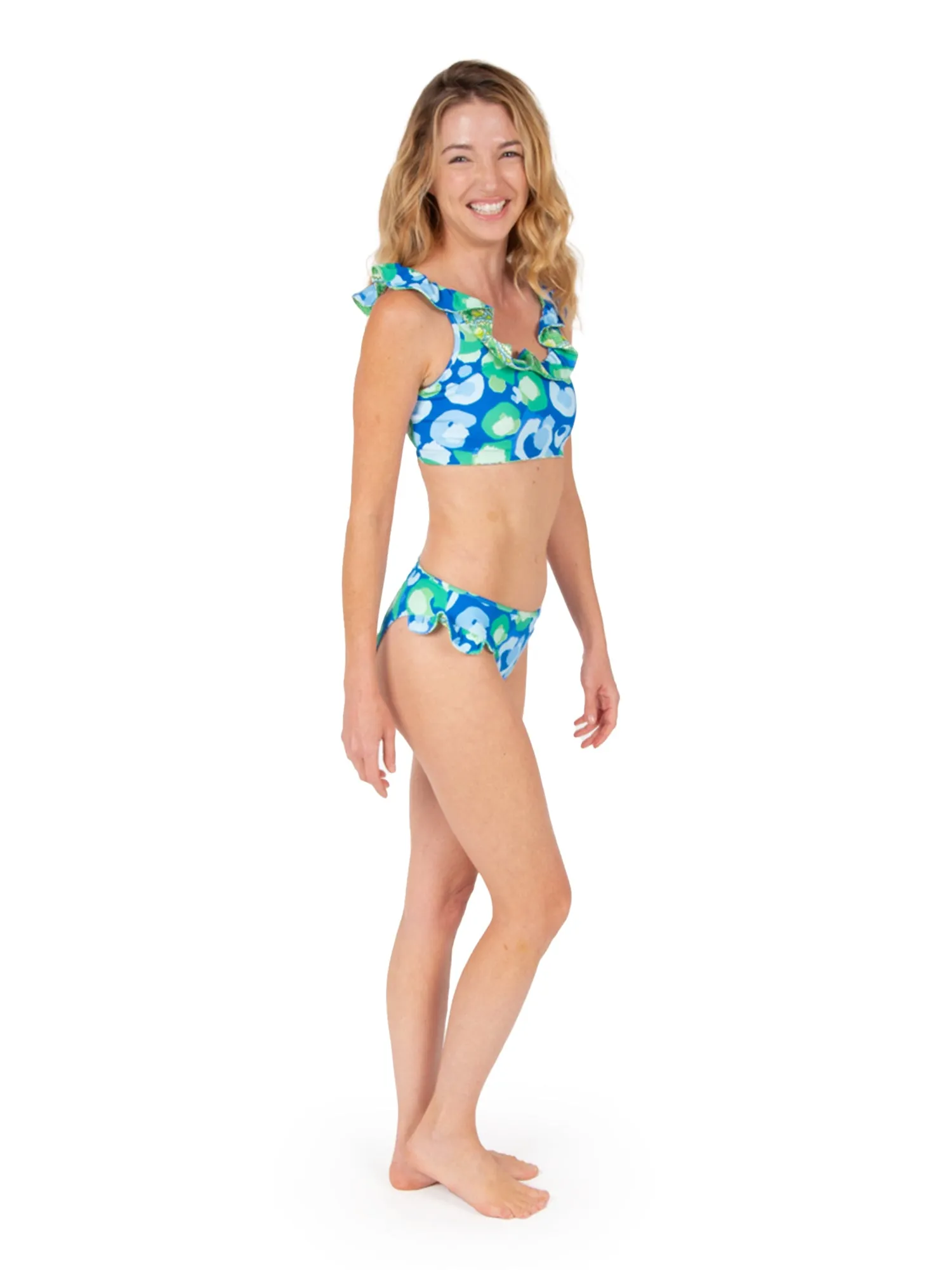Lola Bikini Bottom - Sea Glass Spot Cheetah/Deco Palm