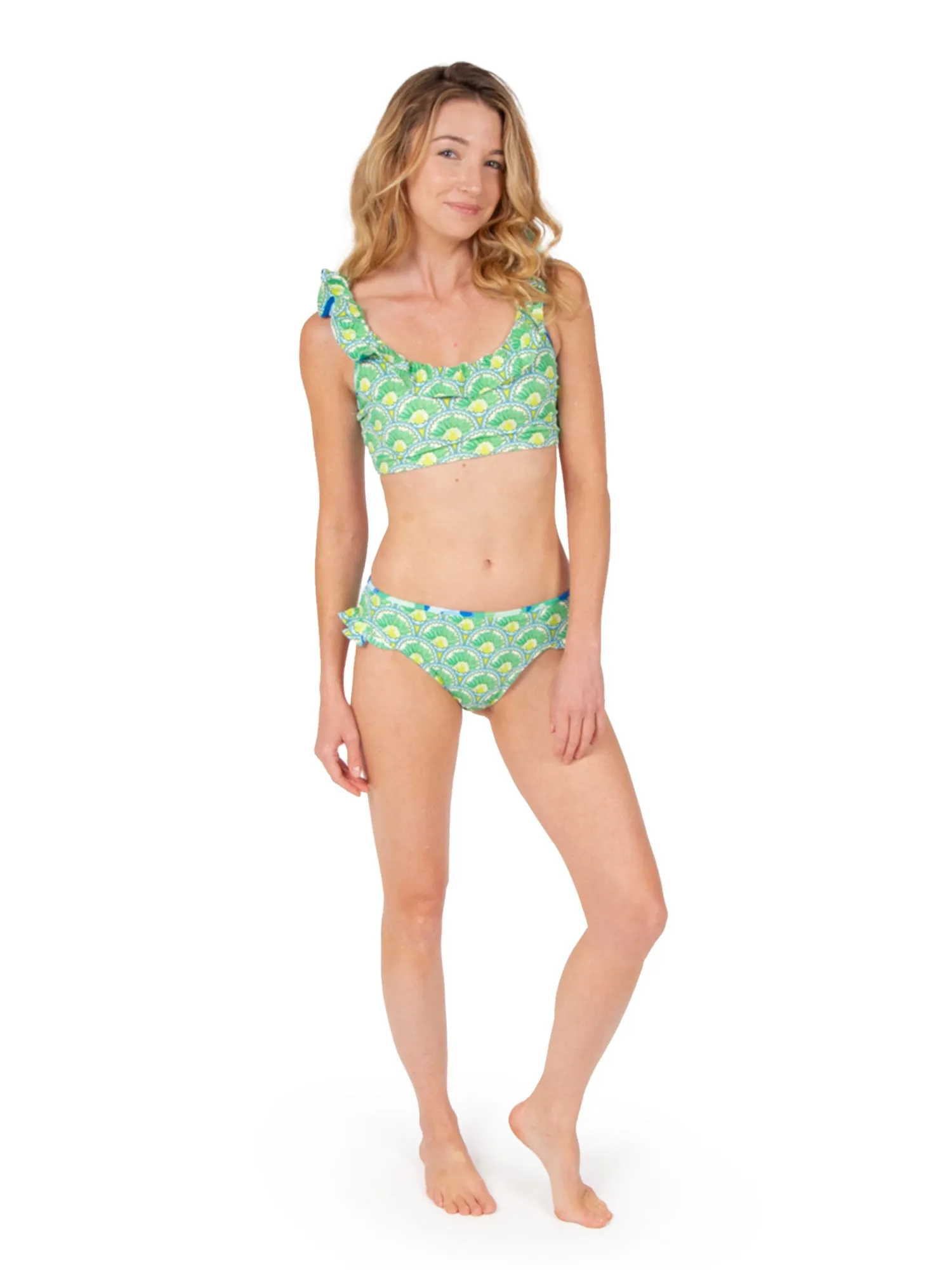 Lola Bikini Bottom - Sea Glass Spot Cheetah/Deco Palm