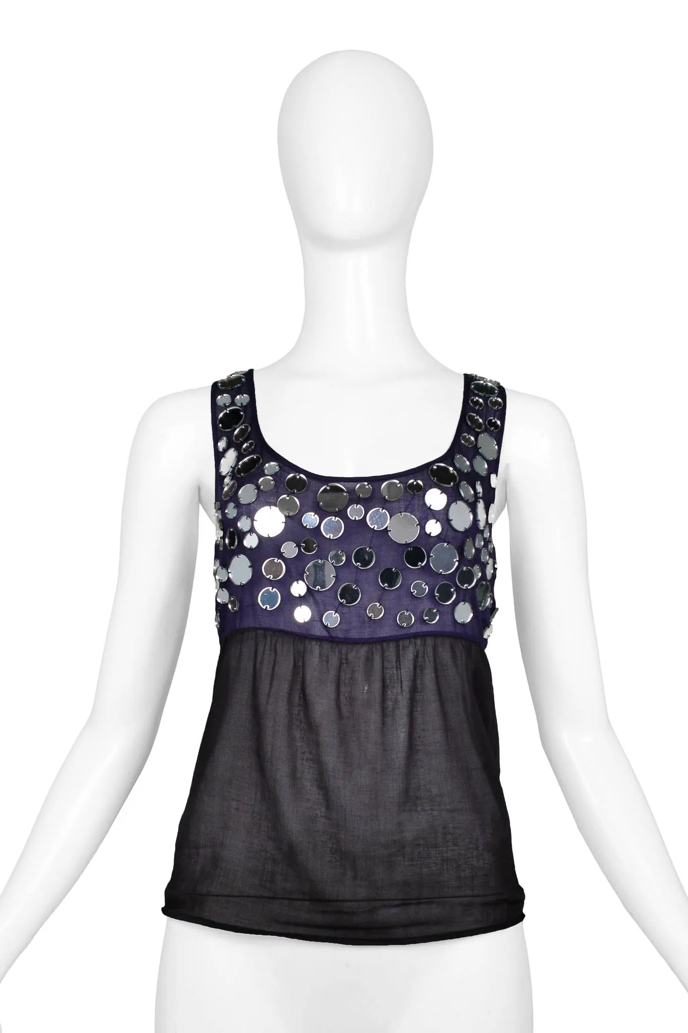 MIU MIU NAVY & BLACK MIRRORED TANK