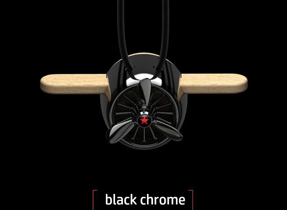 Nature Wood Diffuser Aroma Propeller Design w/leather hanging strap Gift box-BLK - #ASSRY-70832
