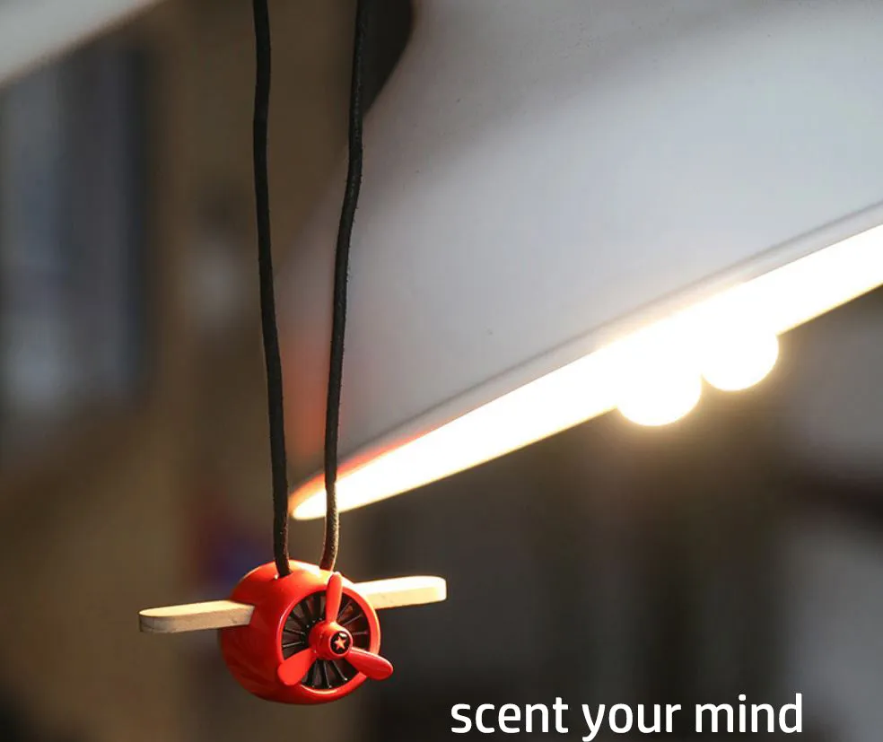 Nature Wood Diffuser Aroma Propeller Design w/leather hanging strap Gift box-BLK - #ASSRY-70832