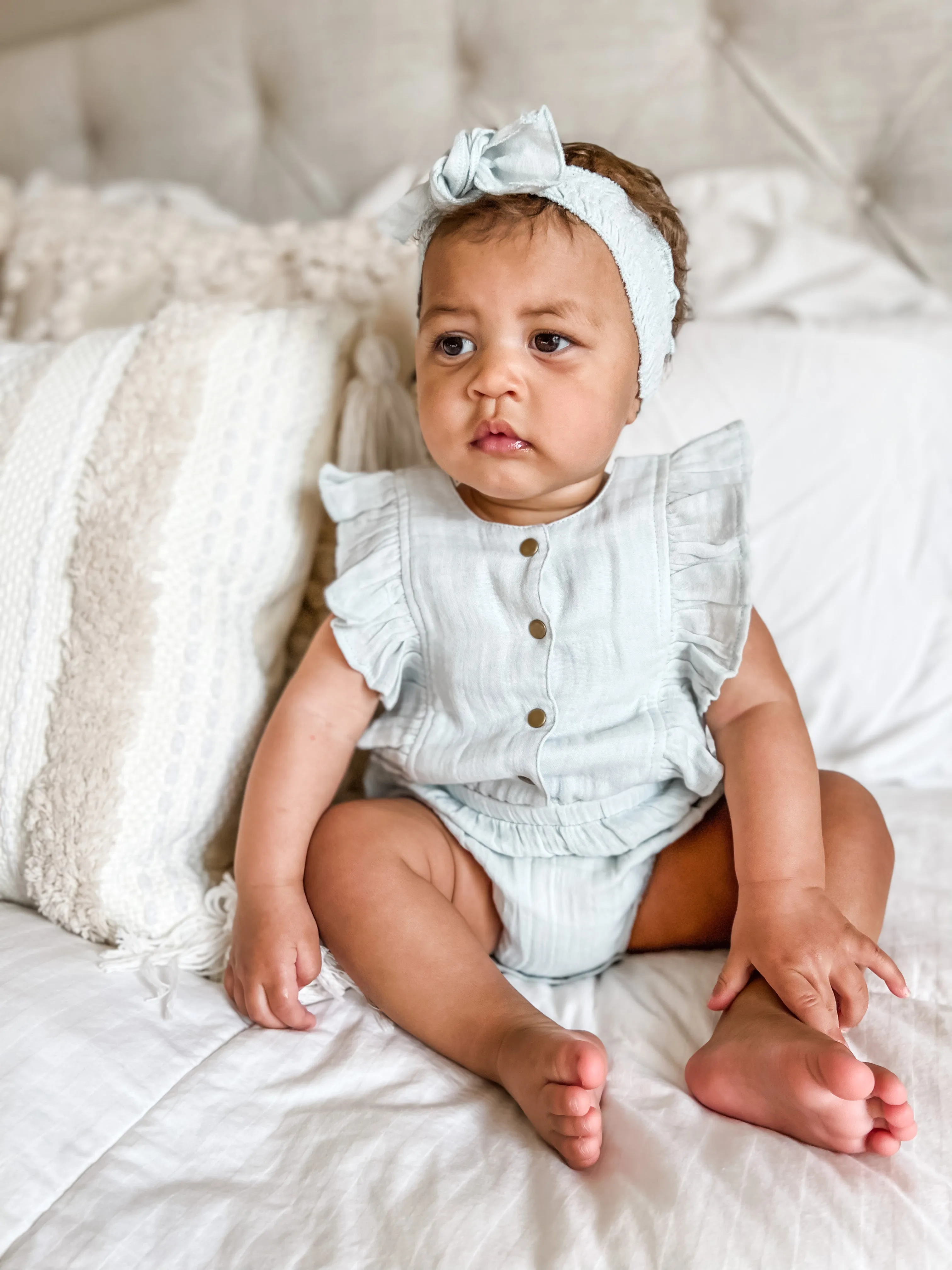 Organic Muslin Ruffle Bodysuit