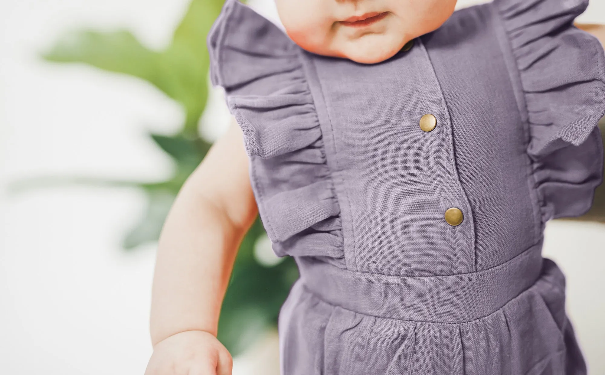 Organic Muslin Ruffle Bodysuit