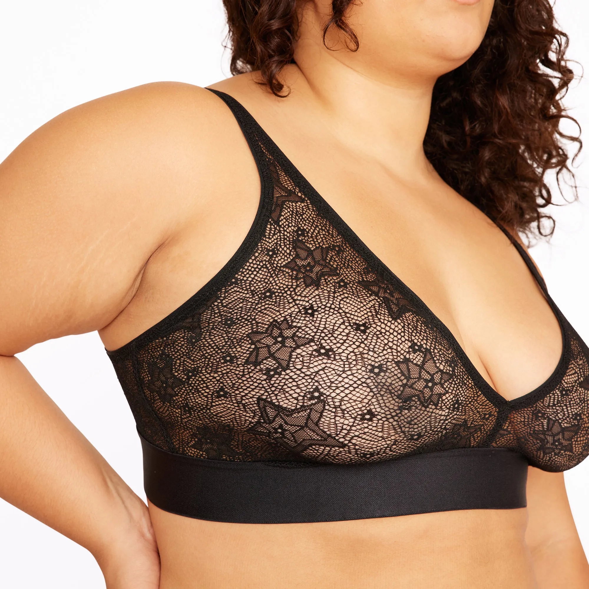 Plunge Bralette | Silky Lace | Archive (Eightball Star Lace)