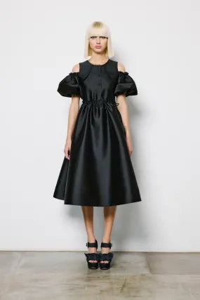 Puffy Sleeve Tuxedo Dress