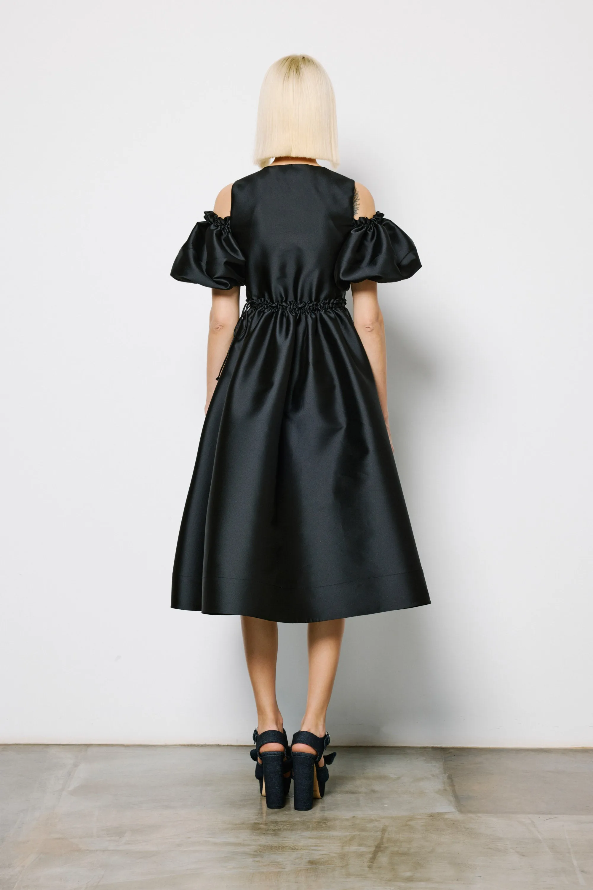 Puffy Sleeve Tuxedo Dress