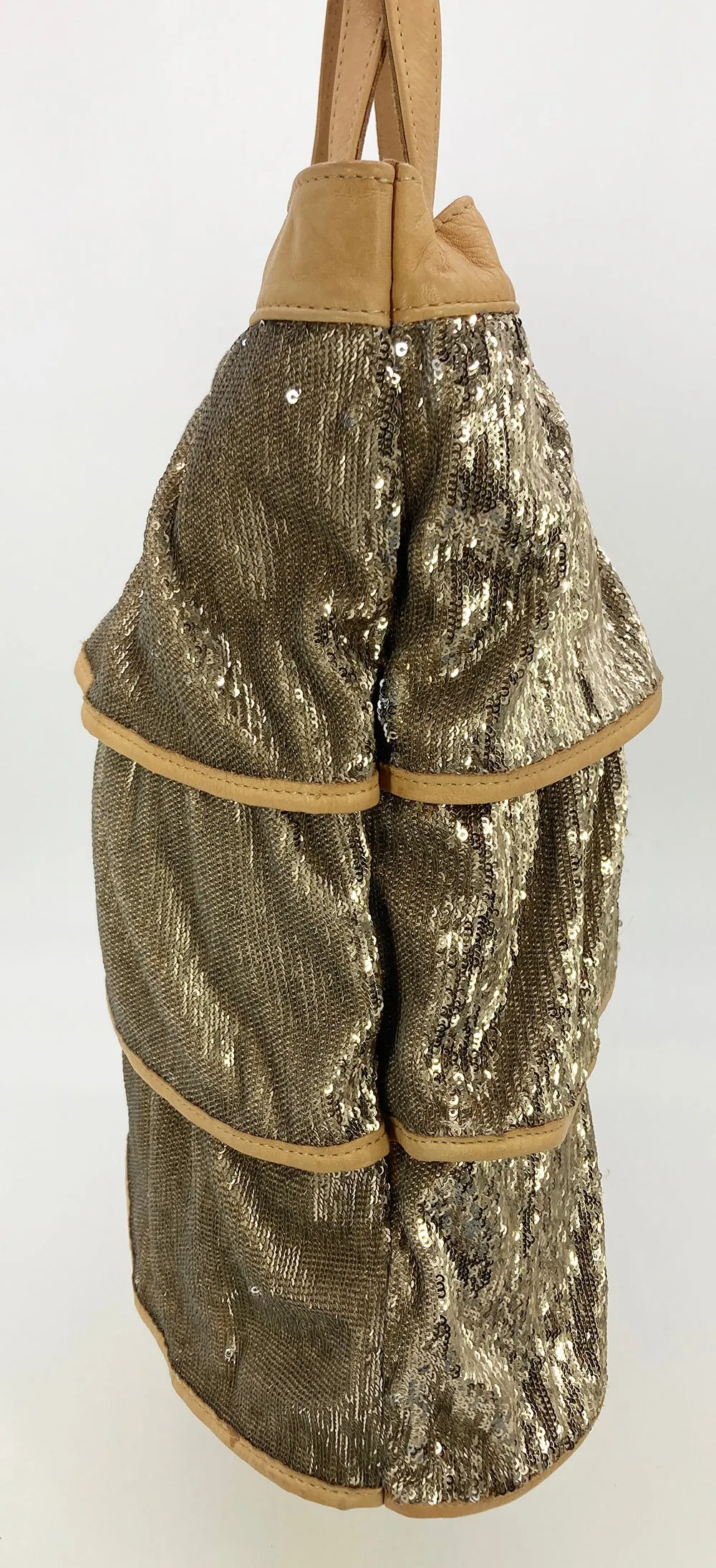 Red Valentino Gold Sequin Ruffle Tote