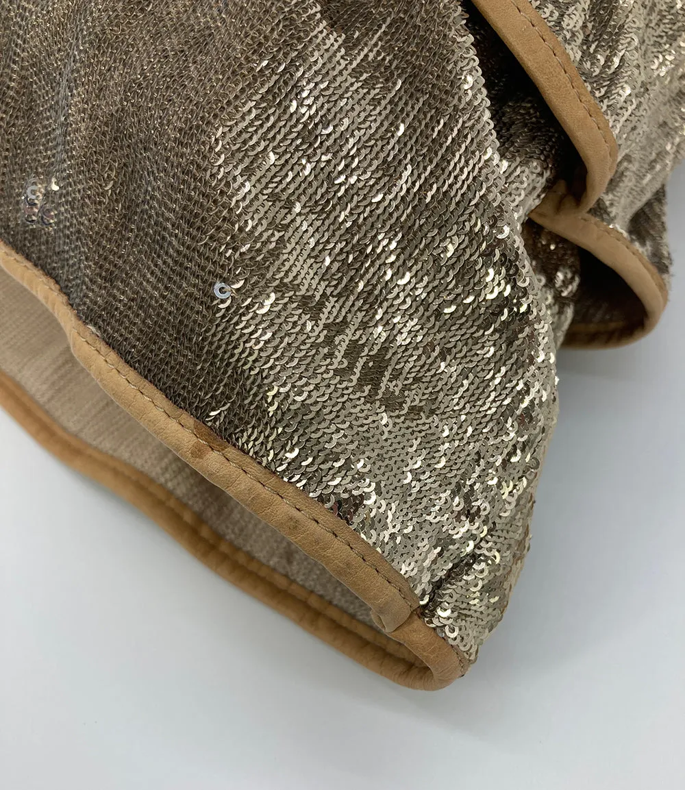 Red Valentino Gold Sequin Ruffle Tote