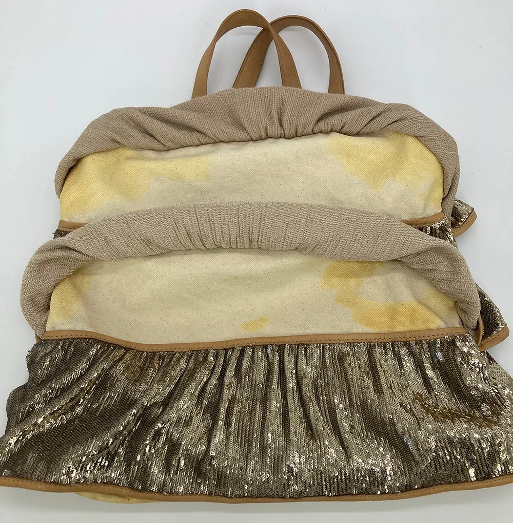 Red Valentino Gold Sequin Ruffle Tote