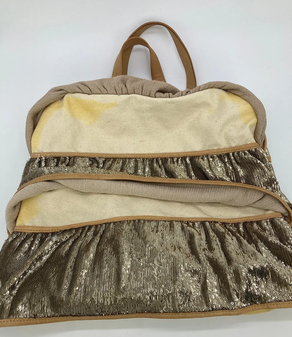 Red Valentino Gold Sequin Ruffle Tote