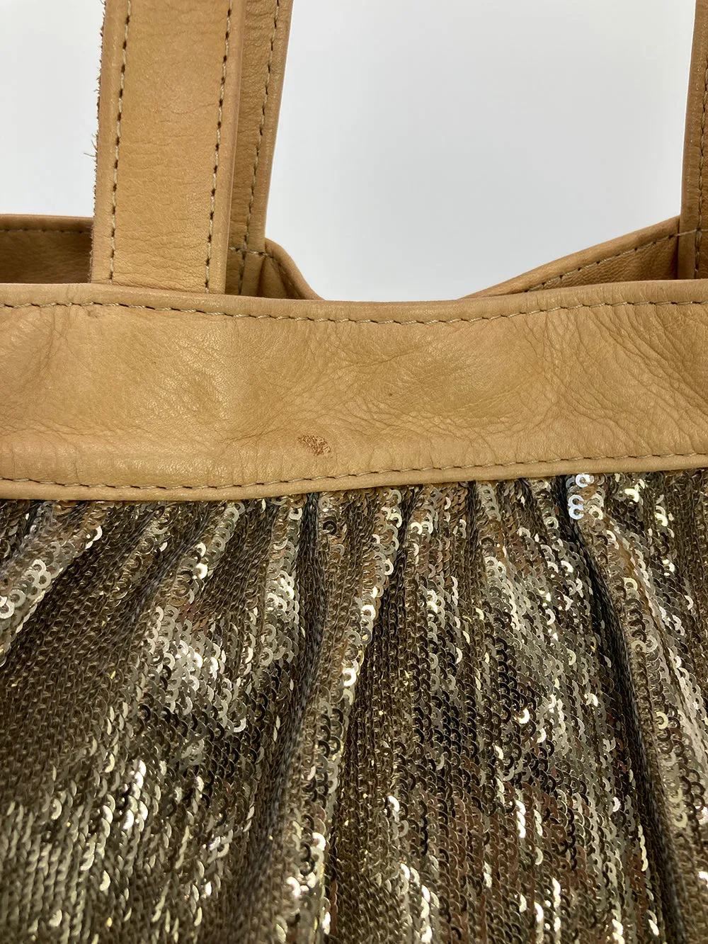 Red Valentino Gold Sequin Ruffle Tote
