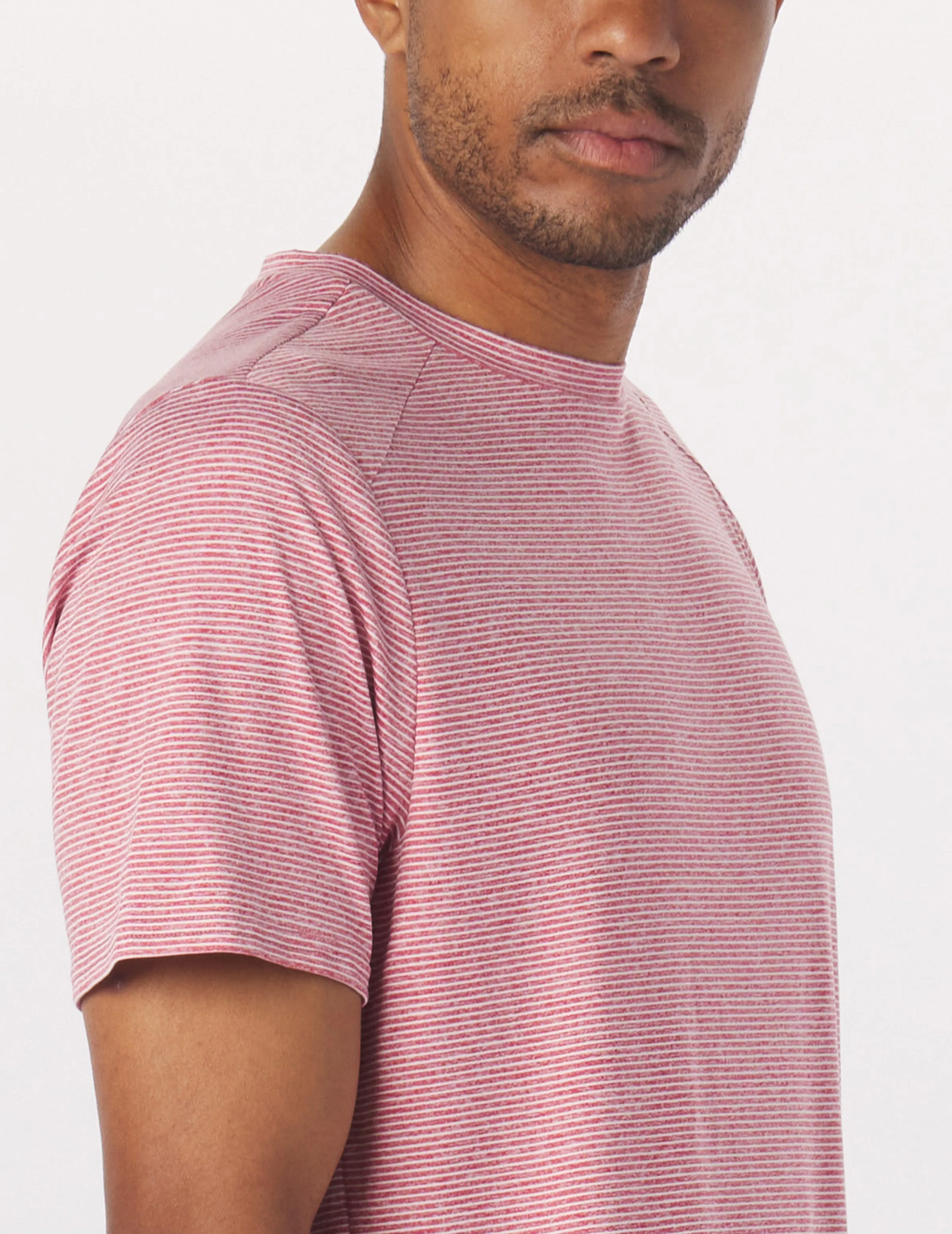 Salton Short Sleeve: Cardinal/Oatmilk Stripe