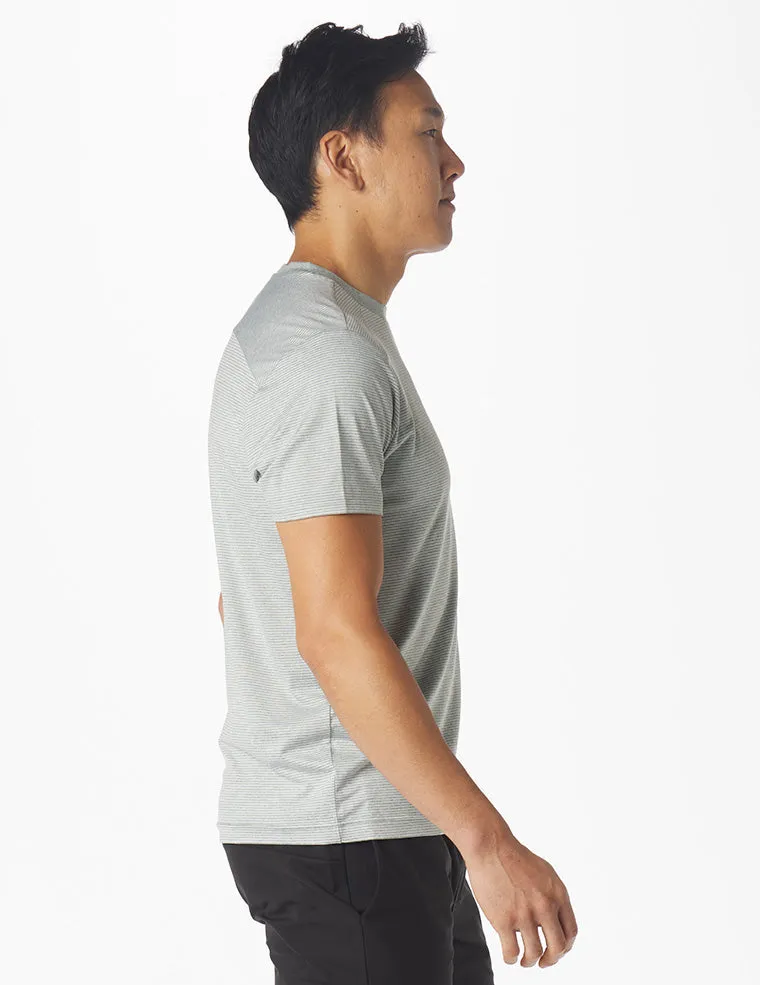 Salton Short Sleeve: Sage and White Stripe