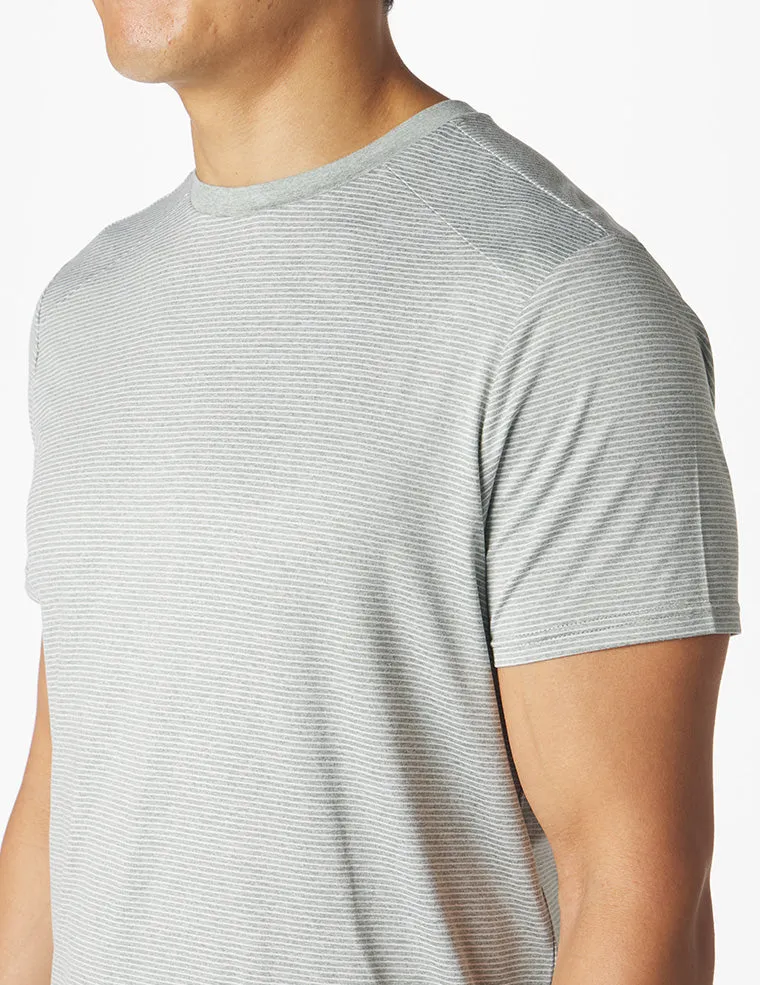 Salton Short Sleeve: Sage and White Stripe