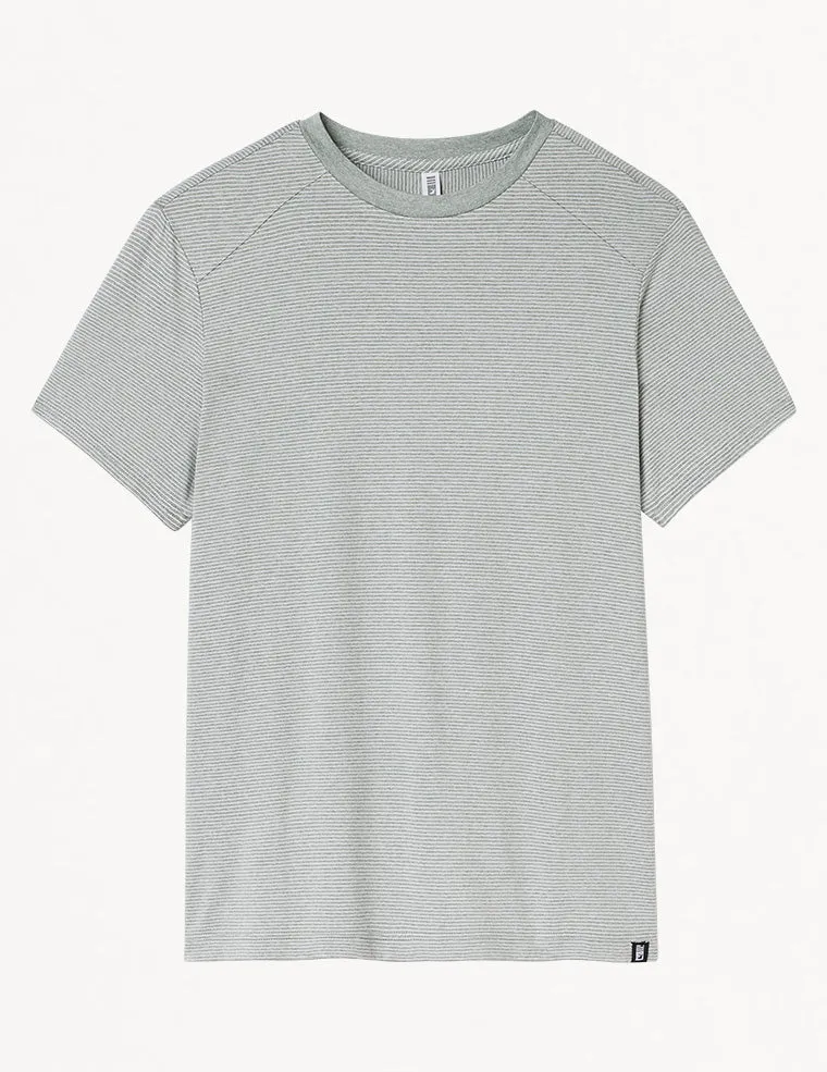 Salton Short Sleeve: Sage and White Stripe
