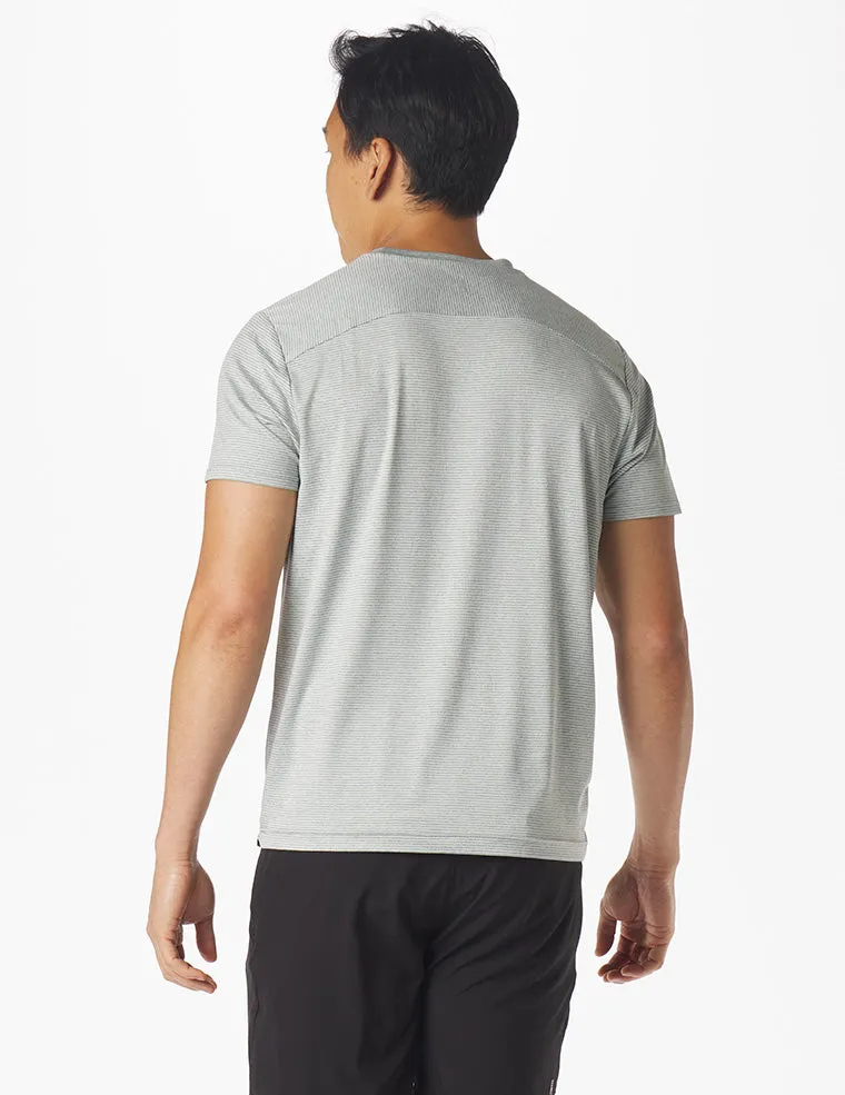 Salton Short Sleeve: Sage and White Stripe