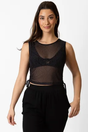 Seascape Mesh Gathered Tank Top