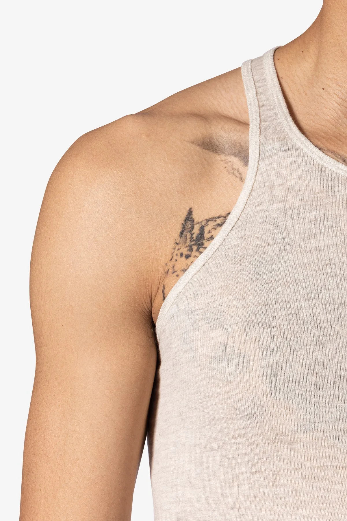 Sheer Knit Racer Tank - Grey