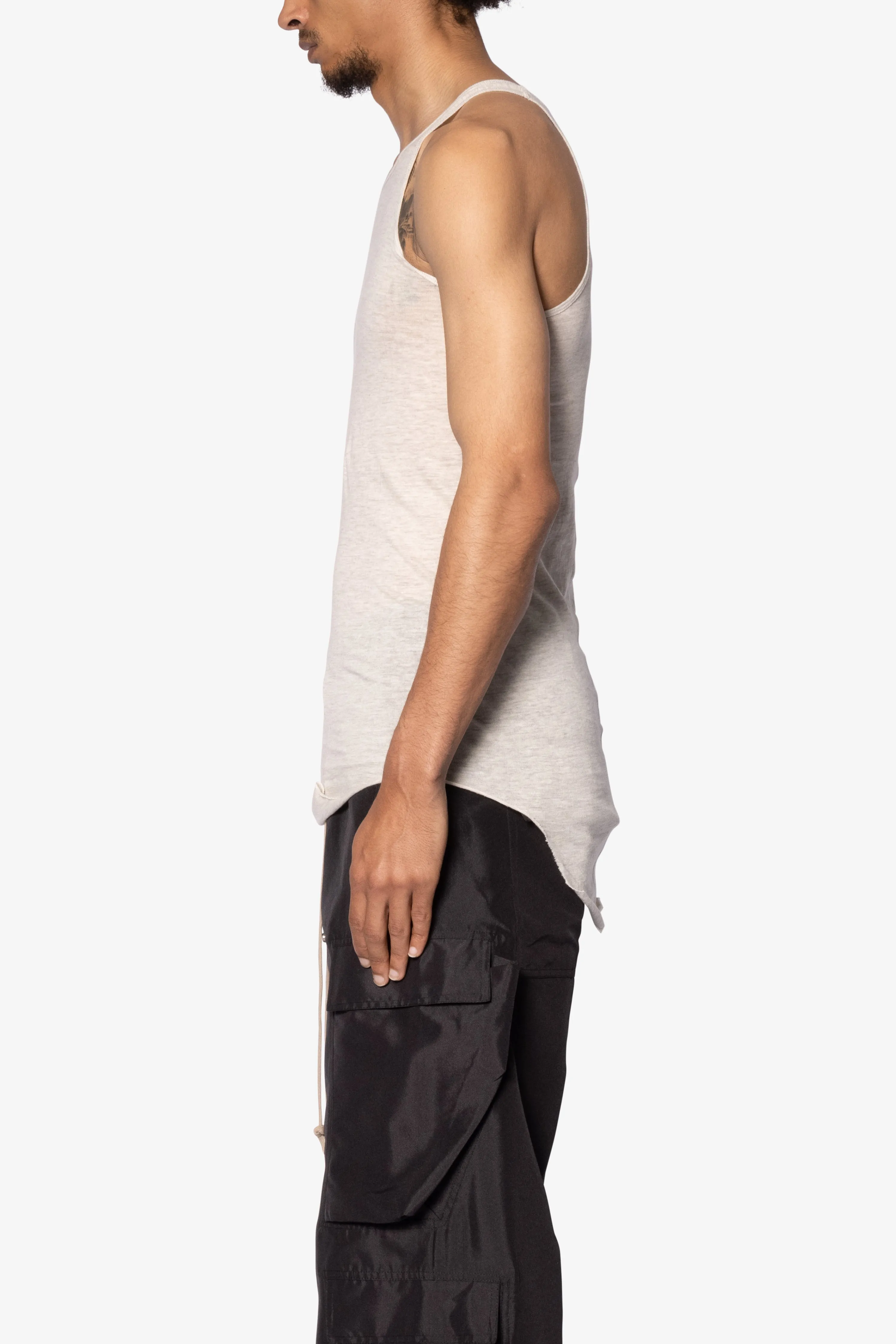Sheer Knit Racer Tank - Grey