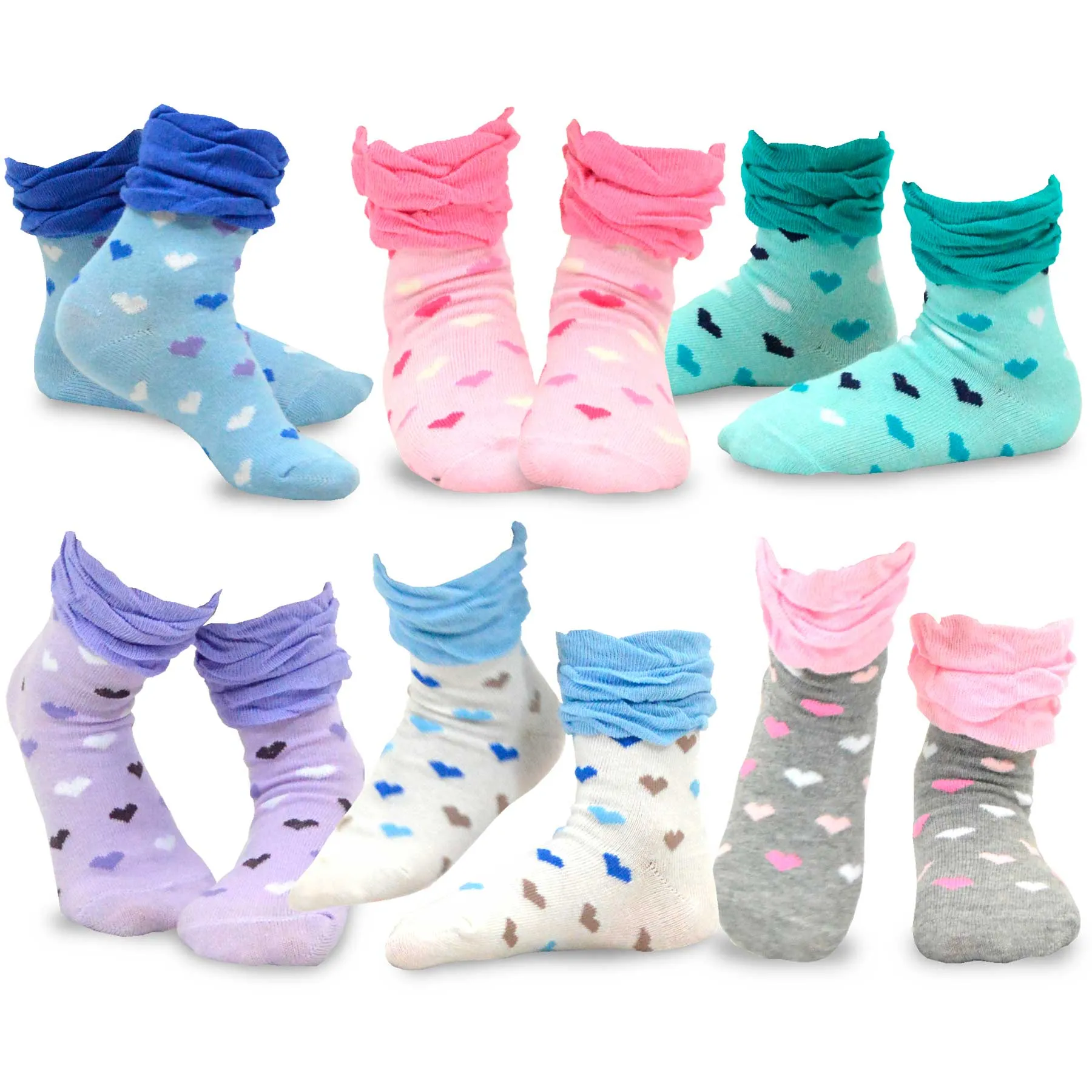 TeeHee Socks Kid's Casual Cotton Short Crew Heart 18-Pack Gift Box (71006)