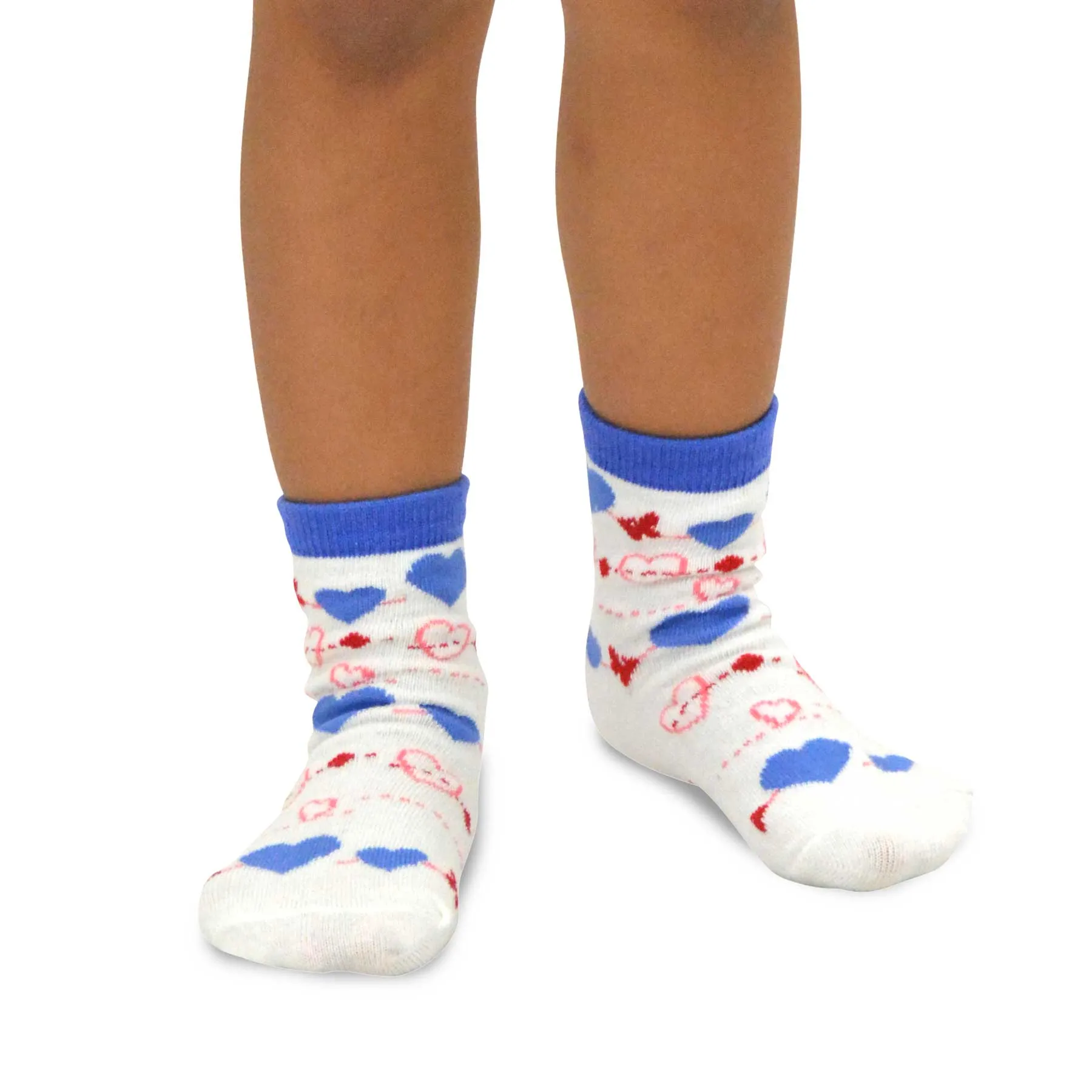 TeeHee Socks Kid's Casual Cotton Short Crew Hearts/Stripes 6-Pack (70920)